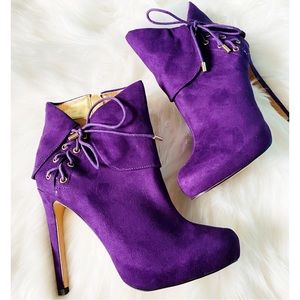 THALIA SODI Ohlivia Purple Grape Soda Ultra Suede Faux Stiletto Booties Size 8